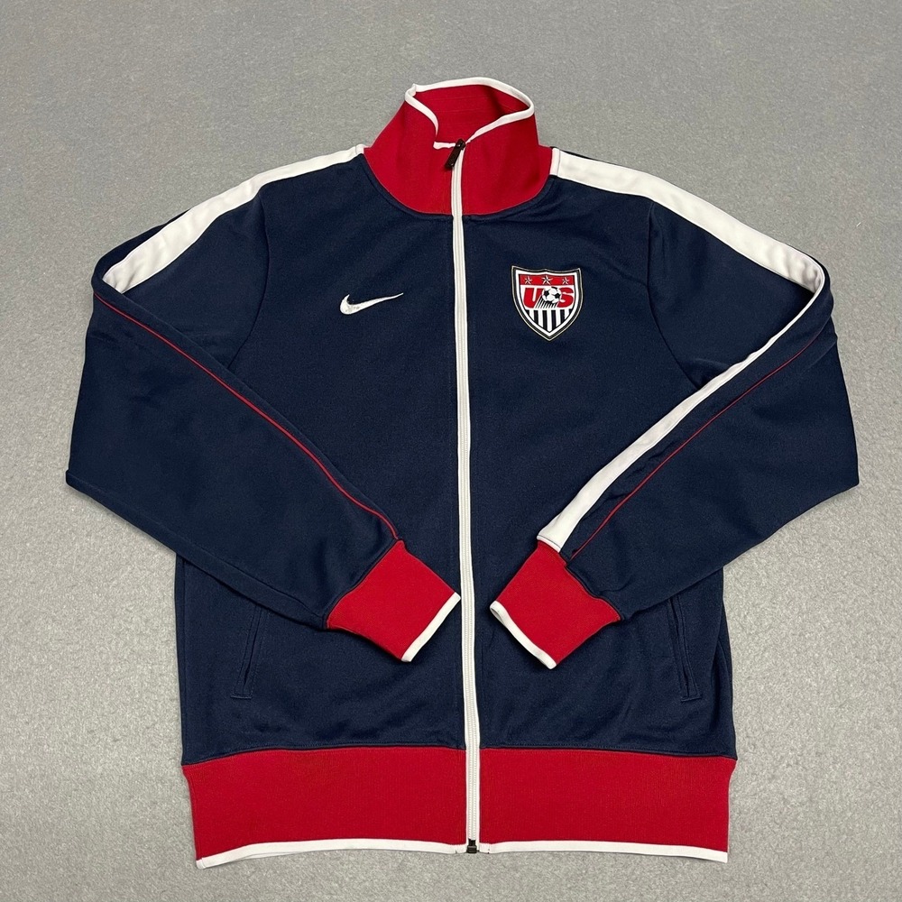 Team USA Soccer Jacket Mens Small Navy Blue Nike Full Zip Ribbed USMNT 2010